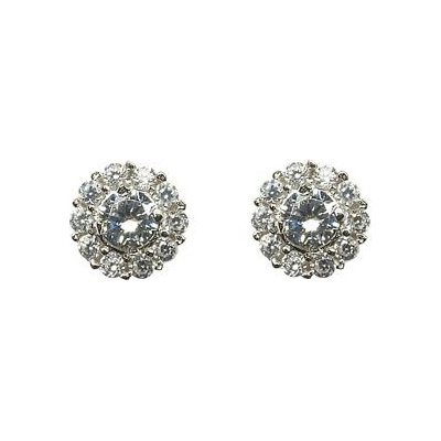 INFINITYSILVER Stříbrné náušnice se zirkonem a obrubou na puzetu L4361017b