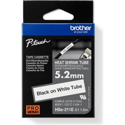 Popisovací smršťovací bužírka Brother P-touch HSe-211E bílá/černá 5,2mm 1,5m