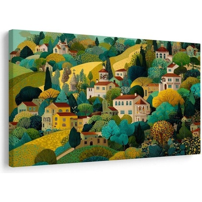 Obraz malebná vesnice uprostřed přírody - 60x40