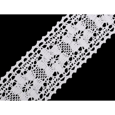 Bavlněná krajka / vsadka paličkovaná jemná šíře 50 mm bílá 13.5m