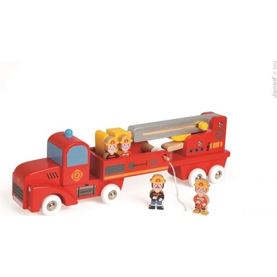 Janod drevené hasičské auto Story Set so 4 figúrkami