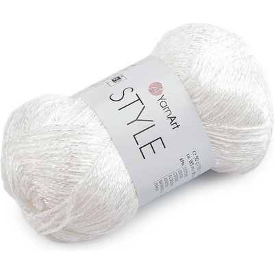 Bavlněná pletací příze Style s viskozovým vláknem 50 g - 1 (650) bílá