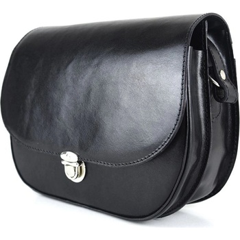 Luxusná rustikálna kožená kabelka čierna