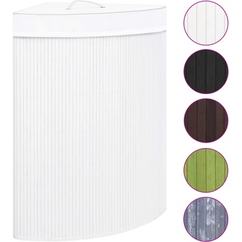 vidaXL Бамбуков ъглов кош за пране, бял, 60 л (320763)