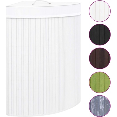 vidaXL Бамбуков ъглов кош за пране, бял, 60 л (320763)