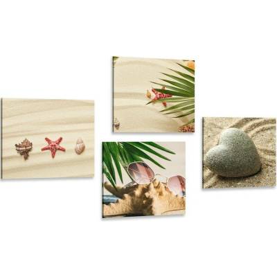 Set obrazů zátiší písečné pláže - 4x 40x40