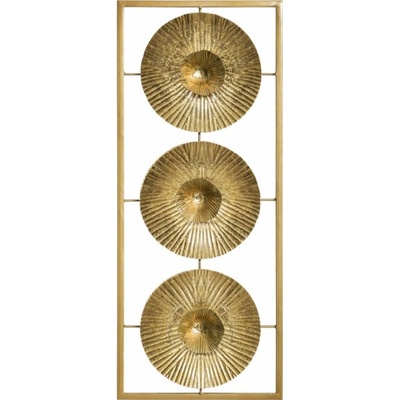 Atmosphera Nástěnná dekorace se slunečním designem v rámu, 25 x 61 cm, zlatá