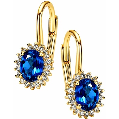 Zlaton Náušnice žluté zlato visací 1.8cm 2.75g s topazem 1.85ct a diamanty 0.22ct N19062603448