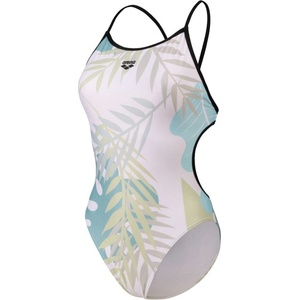arena light floral swimsuit lace back black/white multi xl - uk38