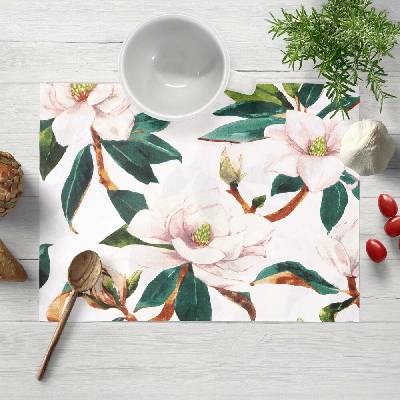 Biante bavlna prostírání Sandra SA-293 Magnolie se zelenými listy na bílém 35x45cm