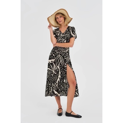 Marisse Beige Beach Hat čierna biela krémová