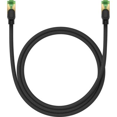 Плетен мрежов кабел Baseus, cat. 8, Ethernet RJ45, 40Gbps, 1m, черен (B0013320C111-01)