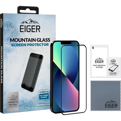 Eiger Mountian Glass Screen Protector 3D - калено стъклено защитно покритие за дисплея на iPhone 13 Pro Max (черен-прозрачен)