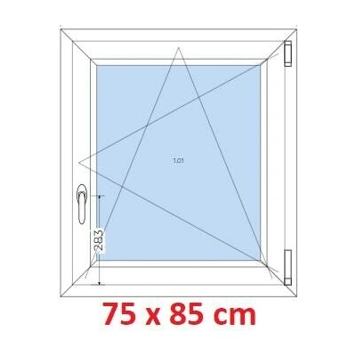 Soft Plastové okno 750 x 850 mm, otevíravé a sklopné, Antracit struktura/bílá, levé