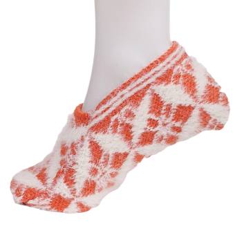 Image 1 of Плетени домашни терлици в бяло и оранжево