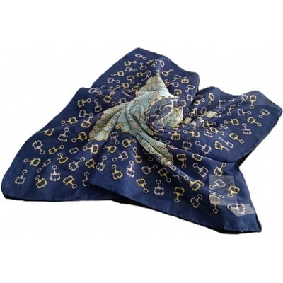 dámský šátek chiffon vzorovaný vzor řetěz modrá
