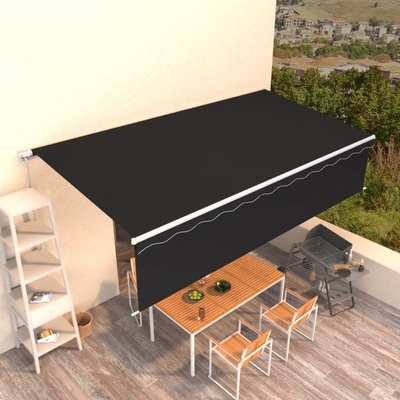 Dekorhome Ručně zatahovací markýza s roletou a LED 400x300 cm Krémová