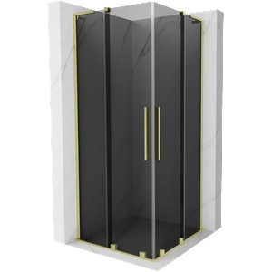 Mexen Velar L Duo плъзгаща се душ кабина 90 x 90 см, графит, матирано златно - 871-090-090-02-43-55 (871-090-090-02-43-55)
