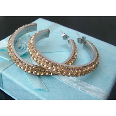 Steel Jewelry náušnice kruhy champagne z chirurgické oceli NS130101