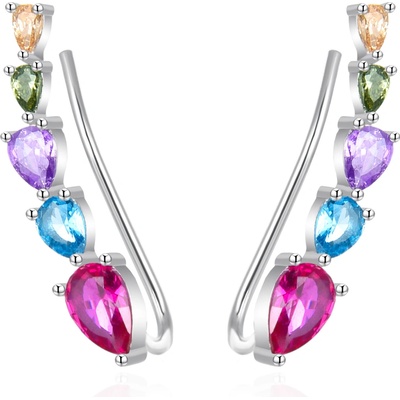 AGATO Půvabné podélné náušnice s barevnými zirkony AGT-E082VC