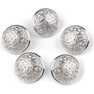 Kovový knoflík filigrán velikost 24", 28", střední, 2 (28") stříbrná (bal. 25) – Zboží Dáma