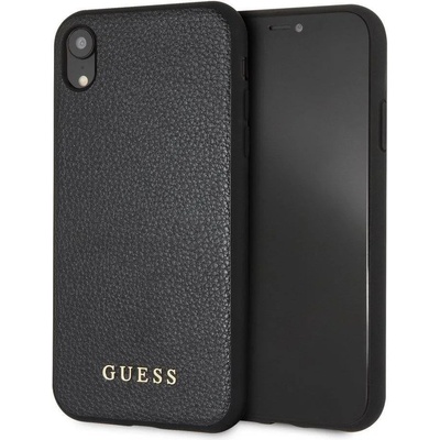 GUESS Луксозен Кожен Калъф за iPhone XR, Guess Leather Case, Черен (GUHCI61IGLBK)