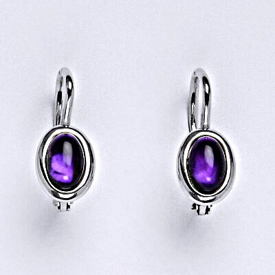 Čištín Zlaté náušnice, bílé i žluté zlato, přírodní Ametyst 6x4 mm , NK 1353