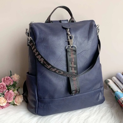 Синя Кожена Чанта Раница - Модел 311