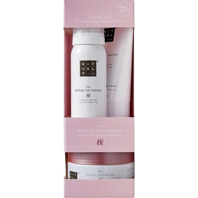 Rituals The Ritual Of Sakura obnovujúci peeling 125 g + zjemňujúci telový peeling 70 ml + sprchová pena 50 ml darčeková sada