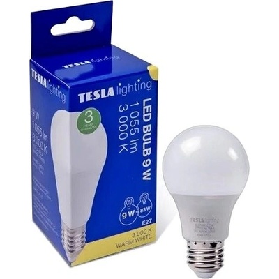 Tesla LED žiarovka BULB E27, 9 W, 230 V, 1 055 lm, 25 000 h, 3 000 K teplá biela, 220st