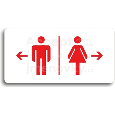 ACCEPT Piktogram WC MUŽI VLEVO, WC ŽENY VPRAVO - bílá tabulka - barevný tisk bez rámečku