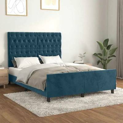 zahrada-XL 3125938 Rám postele bez matrace tmavě modrý samet