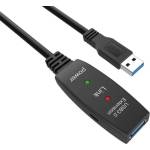 VCOM Кабел удължение, VCom CU827A-5.0m, USB 3.0 AM / AF Active Extension Cable 5M Black (CU827A-5.0m)