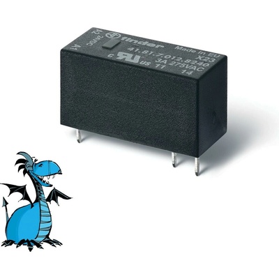 FINDER Relé 41.81.7.012.8240, 1Z/3A/240V AC, 12V DC 418170128240