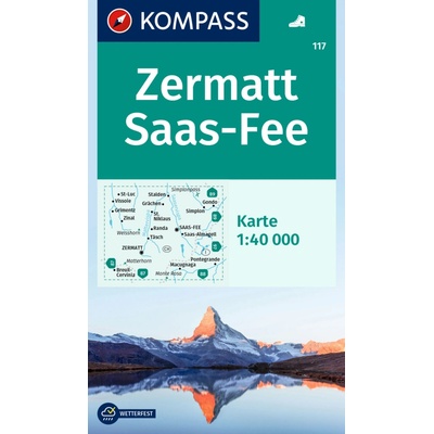 Zermatt, Saas Fee (Kompass - 117) - turistická mapa