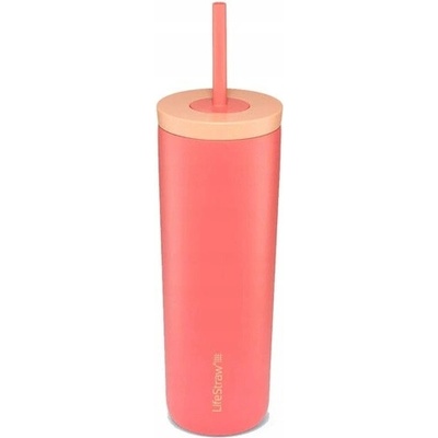 LifeStraw Go Steel Tumbler Nerezový termo filtračný pohár so slamkou Apricot Pink 530 ml