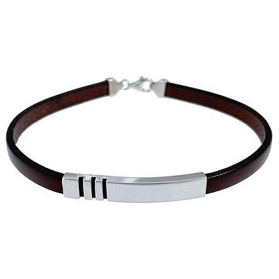 INFINITYSILVER Kožený náramok so striebornou doštičkou SB15444621