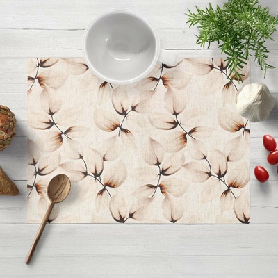 Biante Dekorační prostírání Elen PM-132 Krémové listy na režném 35x45 cm