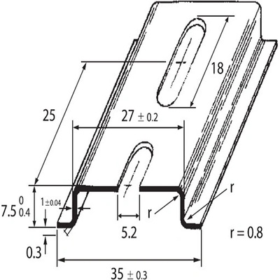 DIN-lista 35x7,5 - perforovaná, šířka 5,2mm 1m SCHMACHTL TS 35/F5A 1M