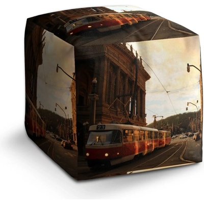 Sablio Taburet Cube Električka v historickom meste: 40x40x40 cm