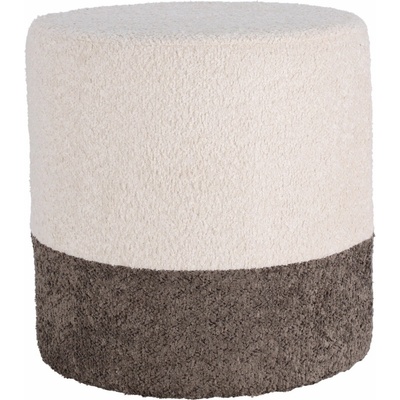 Home Styling Collection, Kulatý čalouněný puf ve dvou barvách boucle, 34 × 35 cm, světle béžový