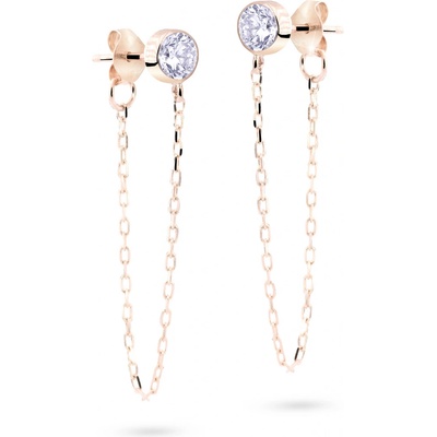 Cutie Jewellery Moderné náušnice z ružového zlata s retiazkami Z5025-20-10-X-4