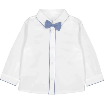 MAYORAL Бяла риза дълъг ръкав официална със синя папийонка за бебе момче Mayoral