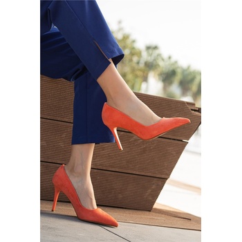 Moda Trend Дамски елегантни обувки от велур - Оранжеви #363854 (363854_Оранжев)