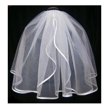 Svatební závoj jednovrstvý lemovaný 50 cm - bílá