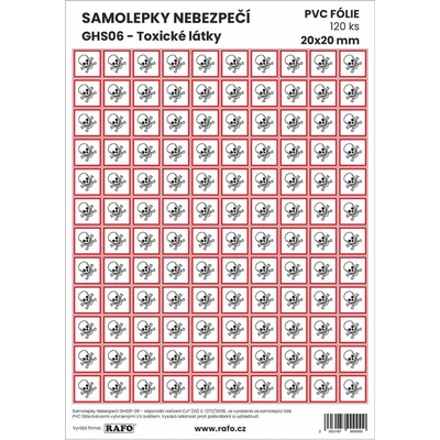RAFO Samolepka Nebezpečí GHS06 - Toxické látky, různé velikosti Velikosti: 2 x 2 cm (120 ks na A4) – Hledejceny.cz