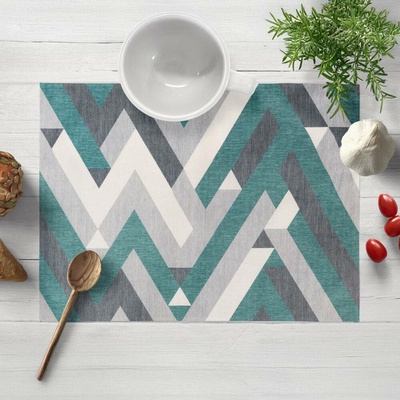 Biante Sametové prostírání Tamara TMR-026 Zeleno-šedý designový cik-cak 35x45cm