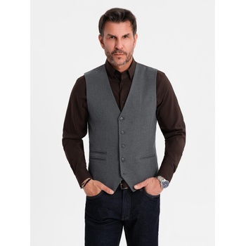 Ombre Clothing Мъжка сива костюмена жилетка с класически детайли и подплата Ombre Clothing | Siv | МЪЖЕ | S