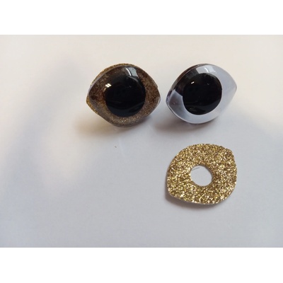 Očička 3D glitrová 28,5 x 23,5 mm, zlatá 2 ks