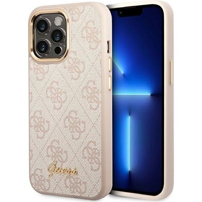 GUESS Кейс Guess GUHCP14LHG4SHP за iPhone 14 Pro 6.1", розов / розов, твърд, 4G Vintage Gold Logo (3666339065348)